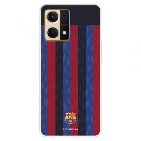 Funda para Oppo Reno 7 4G del FC Barcelona Fondo Rayas Verticales  - Licencia Oficial FC Barcelona