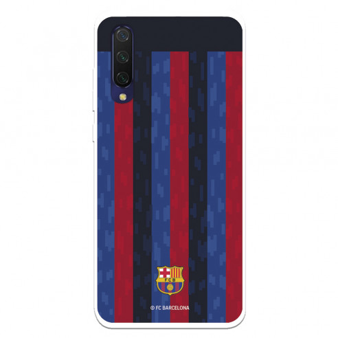 Funda para Xiaomi Mi 9 lite del FC Barcelona Fondo Rayas Verticales  - Licencia Oficial FC Barcelona