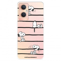 Funda para Oppo A96 5G Oficial de Peanuts Snoopy rayas - Snoopy