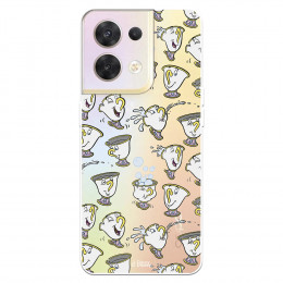 Funda para Oppo Reno 8 Oficial de Disney Chip Potts Siluetas - La Bella y la Bestia