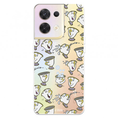 Funda para Oppo Reno 8 Oficial de Disney Chip Potts Siluetas - La Bella y la Bestia