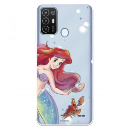 Funda para ZTE Blade A52 Oficial de Disney Ariel y Sebastián Burbujas - La Sirenita