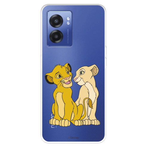 Funda para Oppo A57 4G Oficial de Disney Simba y Nala Silueta - El Rey León