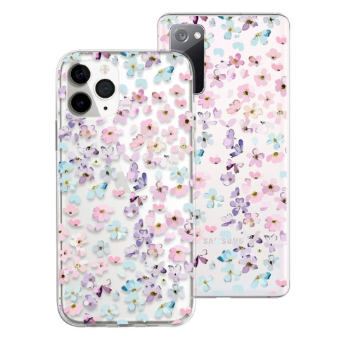 Coque de dessin - Fleurs bleues et lilas