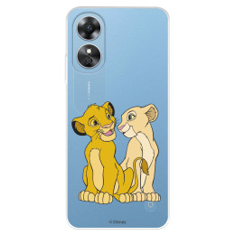 Funda para Oppo A17 Oficial de Disney Simba y Nala Silueta - El Rey León