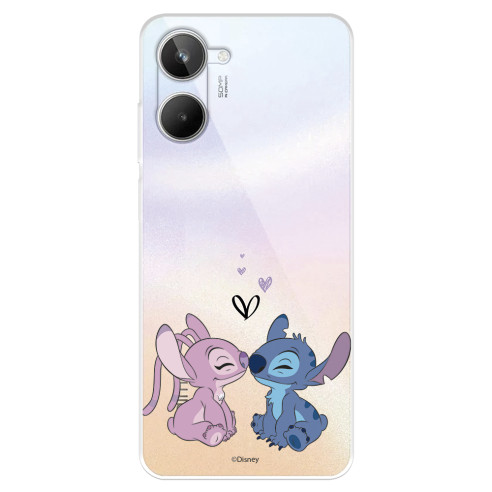 Funda para Realme 10 Oficial de Disney Angel & Stitch Beso - Lilo & Stitch