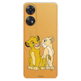 Funda para Oppo Reno 8T Oficial de Disney Simba y Nala Silueta - El Rey León