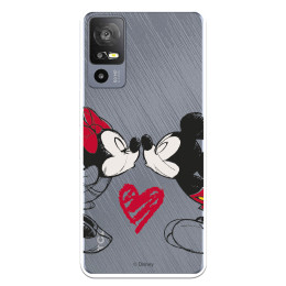 Funda para TCL 40R 5G Oficial de Disney Mickey y Minnie Beso - Clásicos Disney