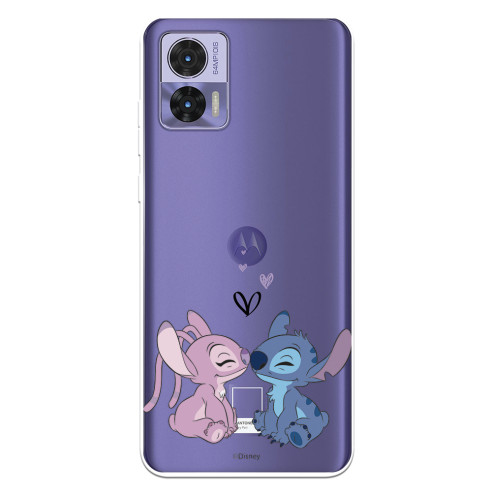 Funda para Motorola Edge 30 Neo Oficial de Disney Angel & Stitch Beso - Lilo & Stitch