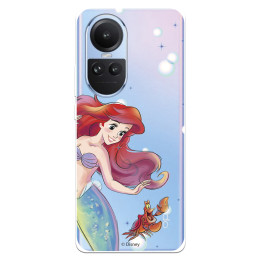 Funda para Oppo Reno10 Oficial de Disney Ariel y Sebastián Burbujas - La Sirenita