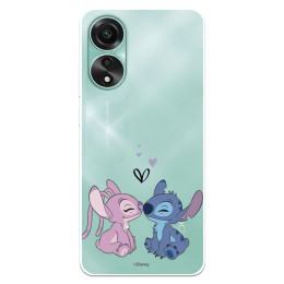 Funda para Oppo A78 4G Oficial de Disney Angel & Stitch Beso - Lilo & Stitch