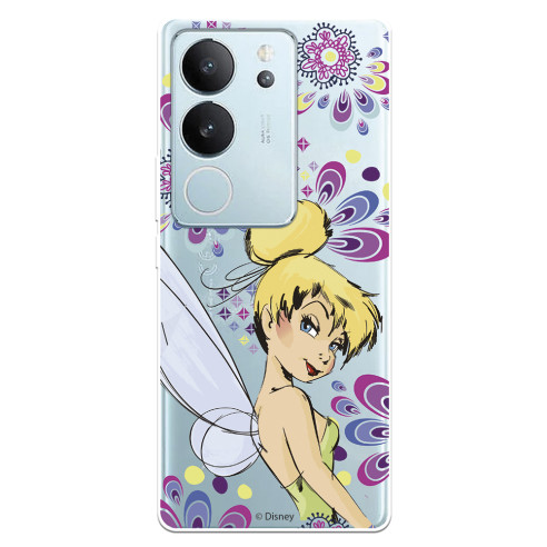 Funda para Vivo V29 5G Oficial de Disney Campanilla Flores - Peter Pan