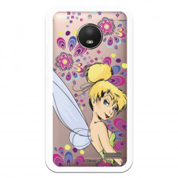 Carcasa Oficial Disney Campanilla Flores Transparente para Motorola Moto E4 - Peter Pan- La Casa de las Carcasas