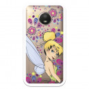 Carcasa Oficial Disney Campanilla Flores Transparente para Motorola Moto E4 Plus - Peter Pan- La Casa de las Carcasas