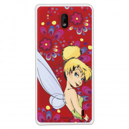 Carcasa Oficial Disney Campanilla Flores Transparente para Nokia 1 Plus - Peter Pan- La Casa de las Carcasas