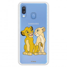 Carcasa Oficial Disney Simba y Nala transparente para Samsung Galaxy A20e - El Rey León- La Casa de las Carcasas