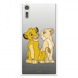 Carcasa Oficial Disney Simba y Nala transparente para Sony Xperia XZ - El Rey León- La Casa de las Carcasas