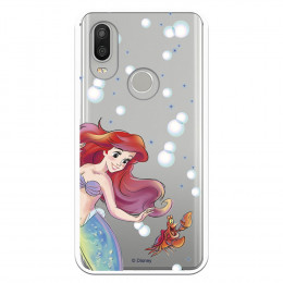 Carcasa Oficial Disney Sirenita y Sebastián Transparente para BQ Aquaris X2 Pro - La Sirenita- La Casa de las Carcasas