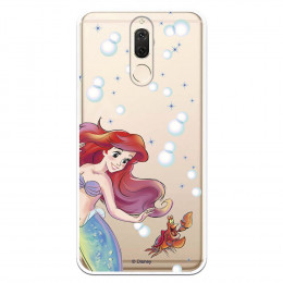 Carcasa Oficial Disney Sirenita y Sebastián Transparente para Huawei Mate 10 Lite - La Sirenita- La Casa de las Carcasas