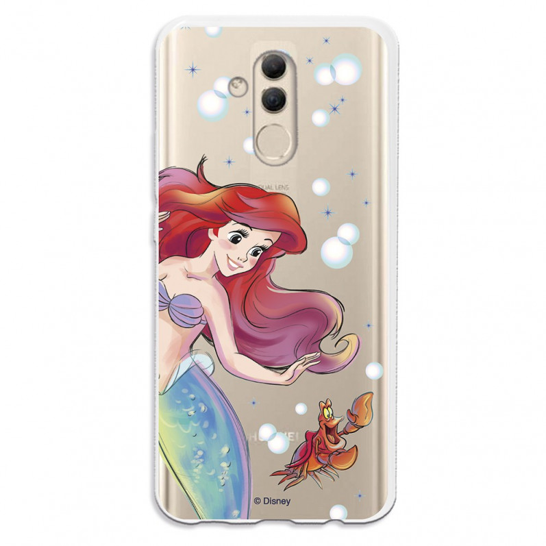 Carcasa Oficial Disney Sirenita y Sebastián Transparente para Huawei Mate 20 Lite - La Sirenita- La Casa de las Carcasas