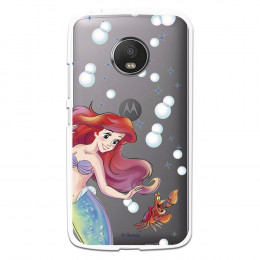 Carcasa Oficial Disney Sirenita y Sebastián Transparente para Moto G5 - La Sirenita- La Casa de las Carcasas