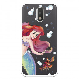 Carcasa Oficial Disney Sirenita y Sebastián Transparente para Motorola Moto G4 - La Sirenita- La Casa de las Carcasas