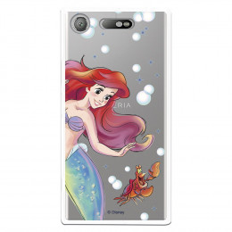 Carcasa Oficial Disney Sirenita y Sebastián Transparente para Sony Xperia XZ1 - La Sirenita- La Casa de las Carcasas