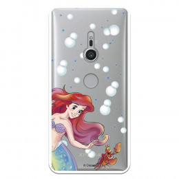 Carcasa Oficial Disney Sirenita y Sebastián Transparente para Sony Xperia XZ2 - La Sirenita- La Casa de las Carcasas