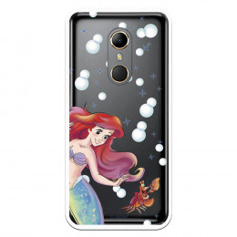 Carcasa Oficial Disney Sirenita y Sebastián Transparente para Vodafone Smart N9 - La Sirenita- La Casa de las Carcasas