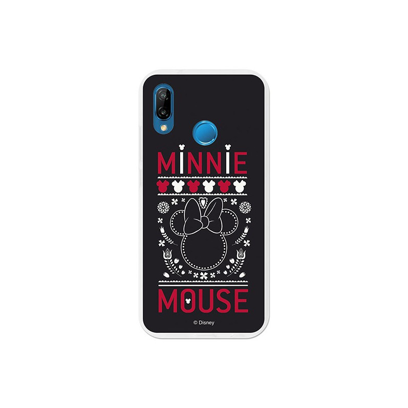 Coque Disney Officiel Minnie Noir Brodé Huawei P20 Lite