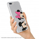 Carcasa para iPhone XS Oficial de Disney Mickey y Minnie Asomados - Clásicos Disney