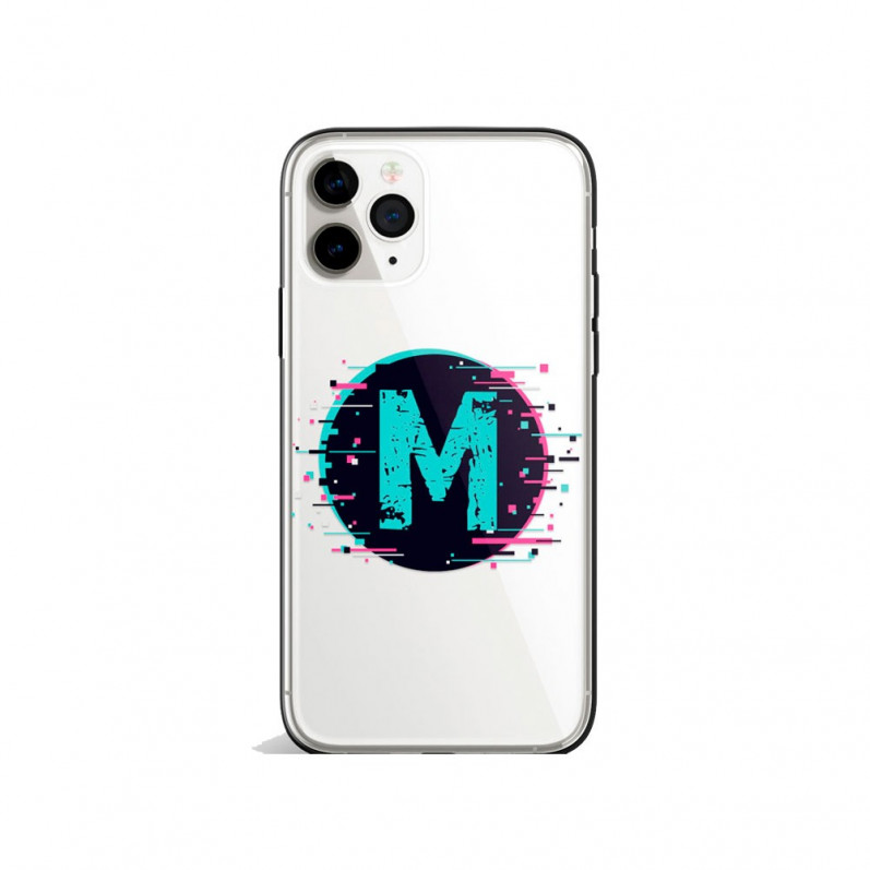 Coque Téléphone Portable avec Initiales Personnalisée - Cercle de Neón