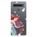 Funda para LG K61 Oficial de Disney Ariel y Sebastián Burbujas - La Sirenita