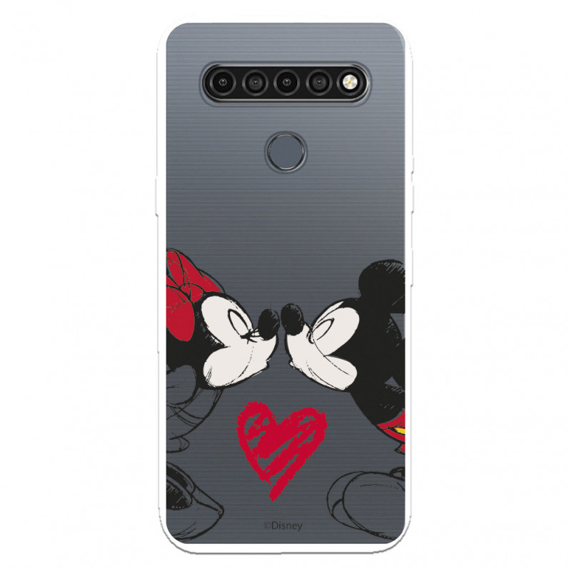 Funda para LG K61 Oficial de Disney Mickey y Minnie Beso - Clásicos Disney