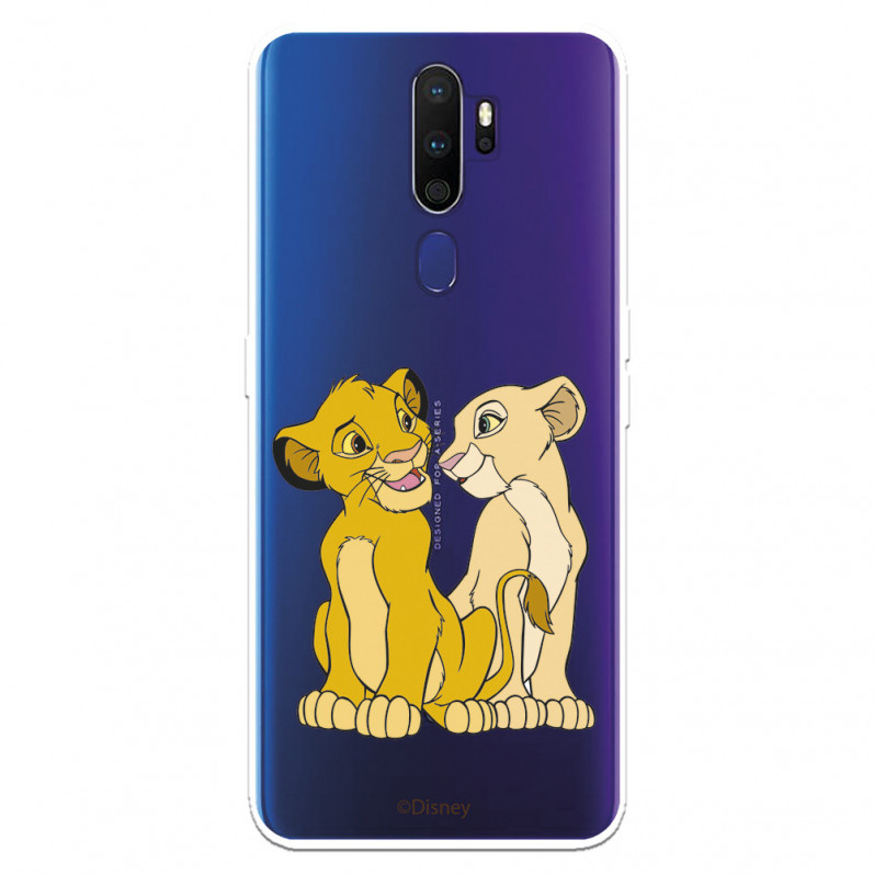 Funda para Oppo A5 2020 Oficial de Disney Simba y Nala Silueta - El Rey León