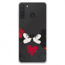 Funda para Samsung Galaxy A21 Oficial de Disney Mickey y Minnie Beso - Clásicos Disney