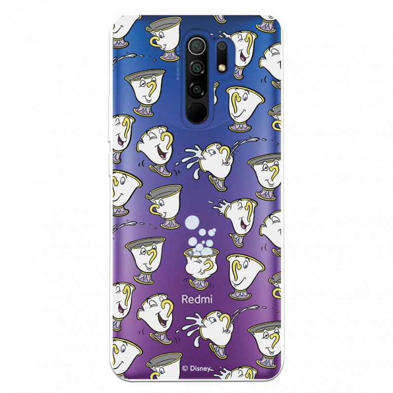 Funda para Xiaomi Redmi 9 Oficial de Disney Chip Potts Siluetas - La Bella y la Bestia