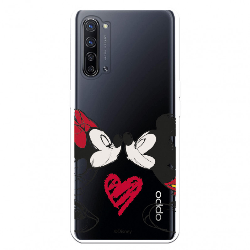 Funda para Oppo Find X2 Neo Oficial de Disney Mickey y Minnie Beso - Clásicos Disney