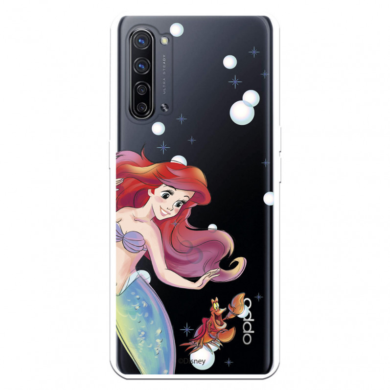 Funda para Oppo Reno 3 Pro Oficial de Disney Ariel y Sebastián Burbujas - La Sirenita