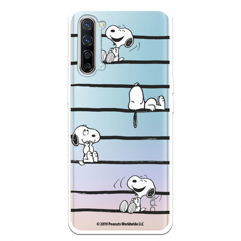 Funda para Oppo Reno 3 Oficial de Peanuts Snoopy rayas - Snoopy