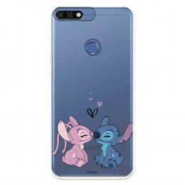 Funda para Huawei Y7 2018 Oficial de Disney Angel & Stitch Beso - Lilo & Stitch