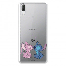 Funda para Sony Xperia L3 Oficial de Disney Angel & Stitch Beso - Lilo & Stitch