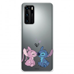 Funda para Huawei P40 Oficial de Disney Angel & Stitch Beso - Lilo & Stitch