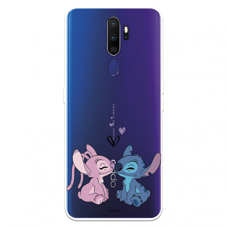 Funda para Oppo A9 2020 Oficial de Disney Angel & Stitch Beso - Lilo & Stitch