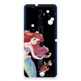 Funda para Oppo Reno 2Z Oficial de Disney Ariel y Sebastián Burbujas - La Sirenita