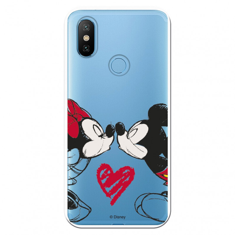 Carcasa Oficial Mikey Y Minnie Beso Clear para Xiaomi Mi 6X- La Casa de las Carcasas