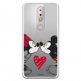 Carcasa Oficial Mikey Y Minnie Beso Clear para Nokia 7.1- La Casa de las Carcasas