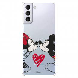 Funda para Samsung Galaxy S21 Plus Oficial de Disney Mickey y Minnie Beso - Clásicos Disney