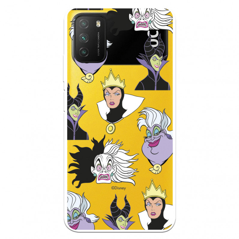 Funda para Xiaomi Poco M3 Oficial de Disney Villanas Patrón - Villanas Disney