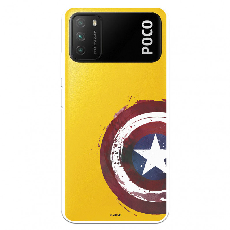 Funda para Xiaomi Poco M3 Oficial de Marvel Capitán América Escudo Transparente - Marvel